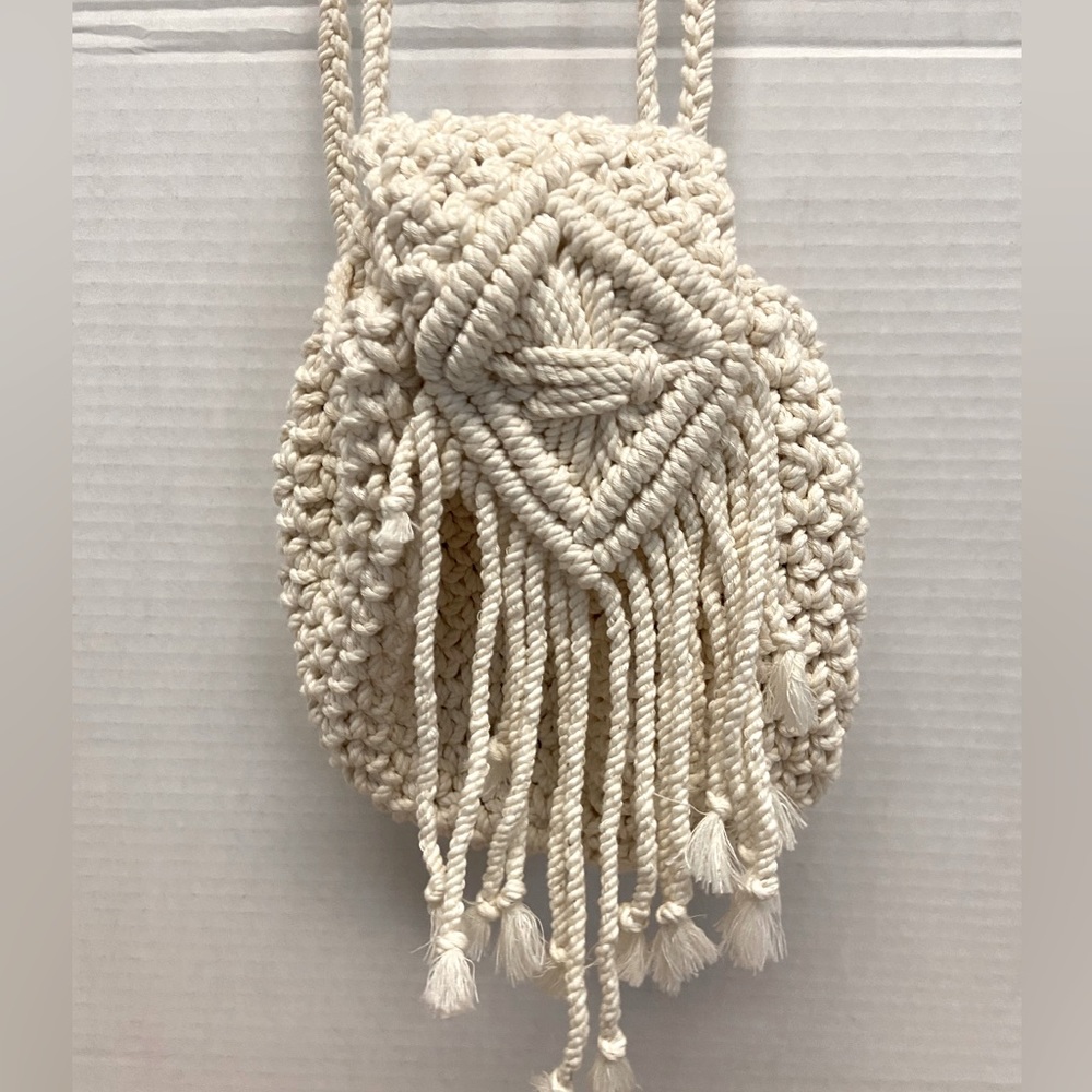 Unbranded Handmade Macrame Braided Woven Mini Backapck